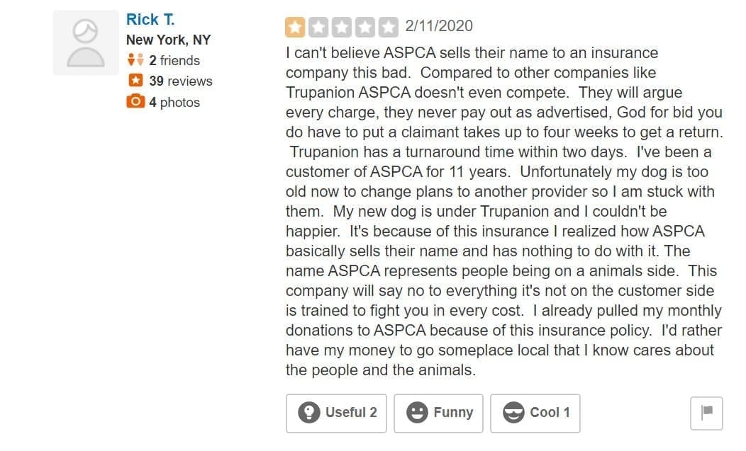 Rick T. ASPCA Insurance Yelp 2/11/2020 Rick T. ASPCA Insurance Yelp 2/11/2020
