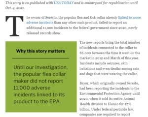Elanco wrote a letter nearly one week ago disputing the susbtance of everything in the first three paragraphs including the lede box in green
